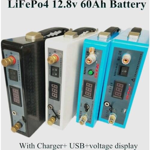Waterproof 12v 50ah 60ah Lifepo4 BMS 4S 12.8v USB port for RV Outdoor Camping Solar backup power inverter + 5A charger backpack
