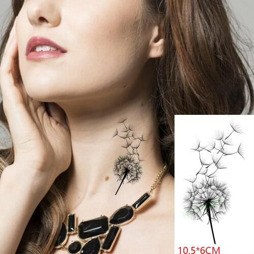 Waterproof Temporary Tattoo Sticker Dandelion Plant Falling Water Transfer Fake Flash Tattoo Woman fake tattoo art