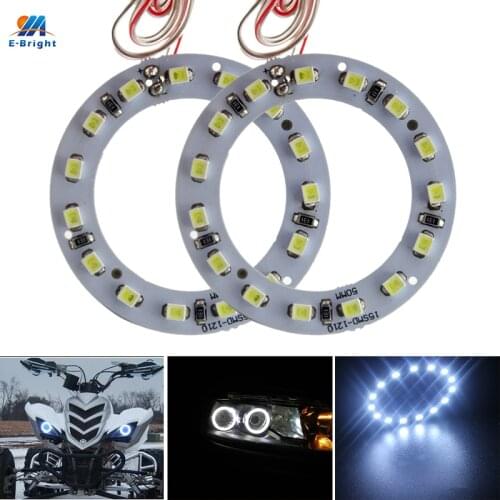 YM E-Bright 2 PCS Angel Eye 50MM 1210 15 LEDs 3528 5CM Halo Rings 12V DC 15 SMD For Car Lights Headlight Cold White