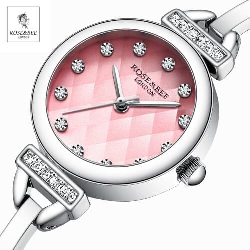 2021 New Silver Pink Hot Sale Simple Retro Fashion Luxury Bracelet Stainless Steel Diamond Ladies Japan Waterproof Quartz Watch