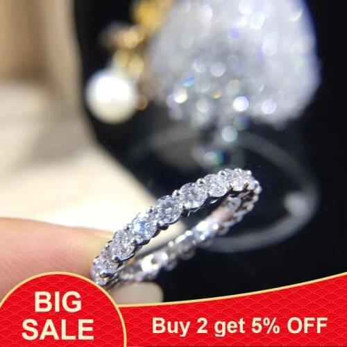 Eternity Wedding Band ring 925 Sterling silver 4mm AAAAA Cubic Zirconia Engagement Rings for women Bridal Finger Jewelry Gift