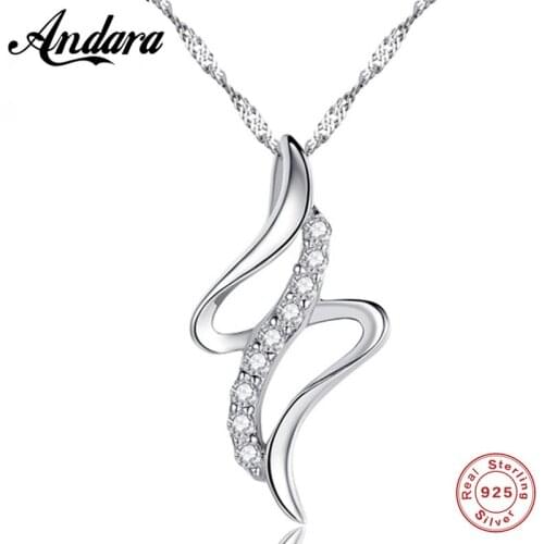 100% Silver 925 Jewelry Necklace Snowflake Zircon Pendant WomenS Necklace Chain Length 45cm