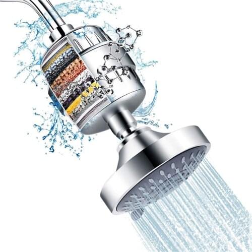 15 Stage Bath Water Purifier Bathroom Shower Filter 1/2'' Health Softener Chlorine Removal High Output Universal Water Treatment