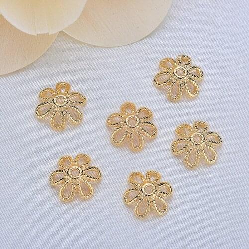 20pcs 11mm beads caps Gold Color Plated Beads Cap DIY Jewelry Findings Connector