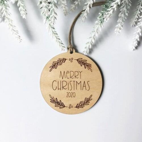 20PCS 2020 Merry Christmas Engraved Wood Ornament Holiday Keepsake