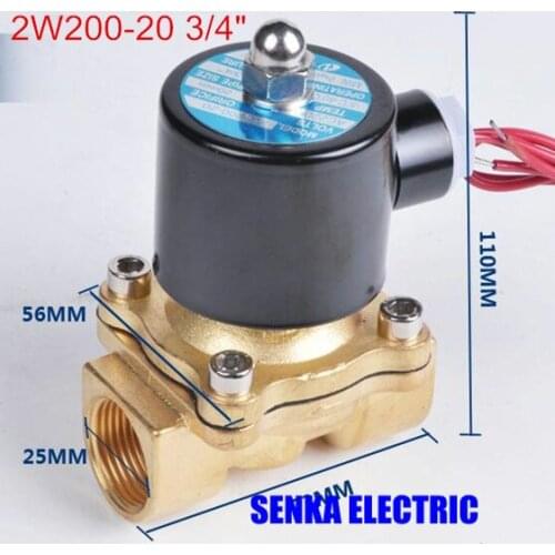 2W200-20 3/4" 2 Way Solenoid Calve Gas Diesel Oil Normal Closed Direct Brass Valve 220VAC 110VAC 24VDC 12VDC