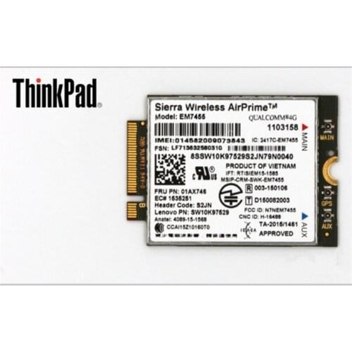 4G LTE Wireless Airprime EM7455 GOBI6000 For Lenovo T470s X1 Yoga 370 X270 T570 X1 Carbon T470p T470 L570 P71 P51 P51s 01AX746
