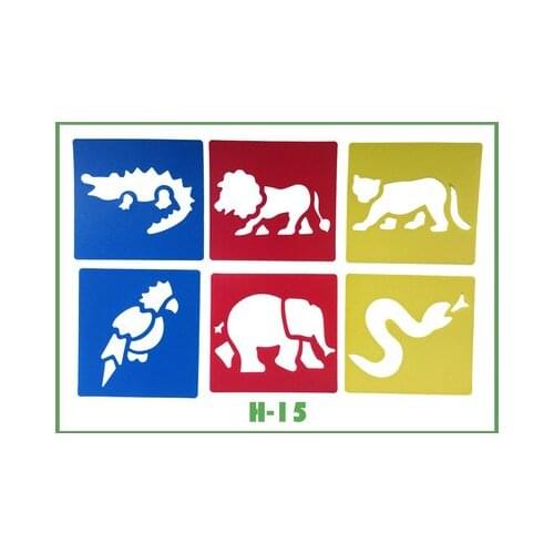 6PCS/SET All kinds of animals Cartoon Template Flower Deer Santa Claus Child Airbrush Glitter