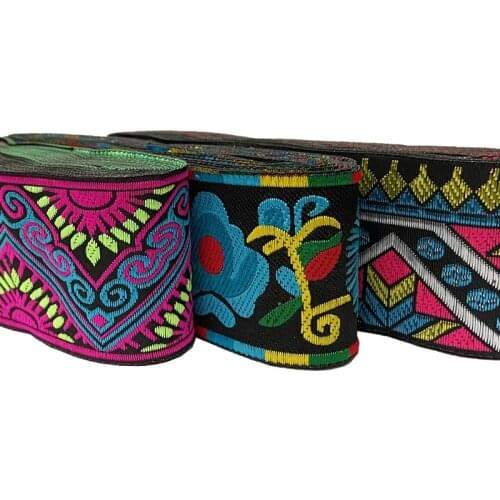 7Meters 5CM Vintage Ethnic Embroidery Lace Ribbon Boho Woven Jacquard Lace Trim DIY Clothes Bag Accessories Embroidered Fabric