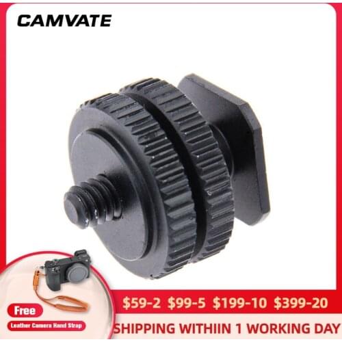 CAMVATE Hot Shoe Adapter With Standard 1/4"-20 Female To 3/8"-16 Male For Microphone, GPS, Camera ,Monitor/Flashlight Mounting