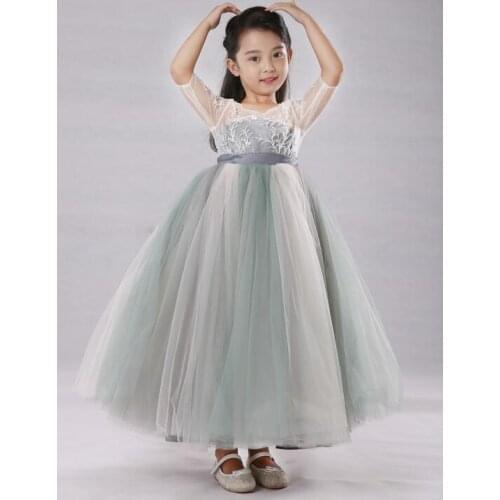 Girls Ball Gown Costumes Dresses Kids Princess Dresses Girls white first holy lace communion Dance dress Vestidos Primera