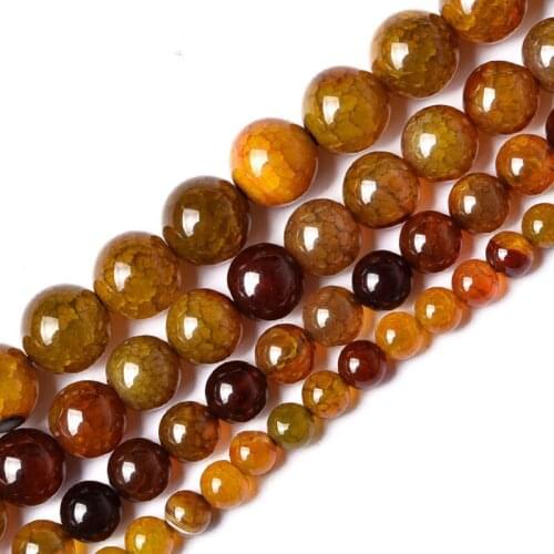 6-16mm Round White Orange Yellow Cracle Dragon Veins Agates Beads For Jewelry Making Beads 15'' Needlework DIY Beads Trinket