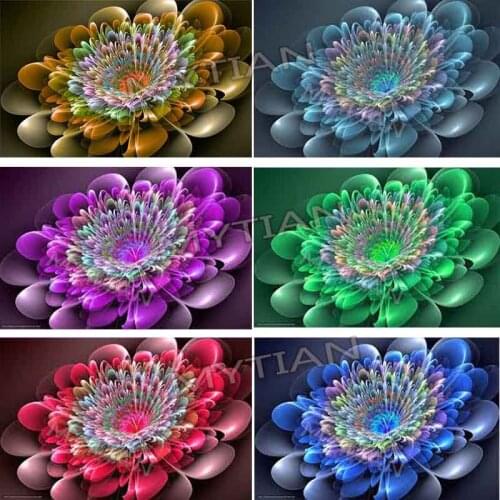 Colored abstract flower wall sticker full drill resin 5D diamond painting 3D embroidery diamond mosaic cross stitch home Decor