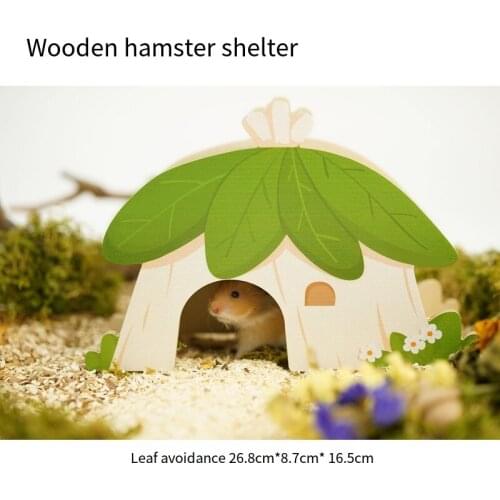 Forest Series Wooden Hamster Shelter Golden Bear Small Animal House Hamster Cage Landscaping Supplies Hamster Accessories
