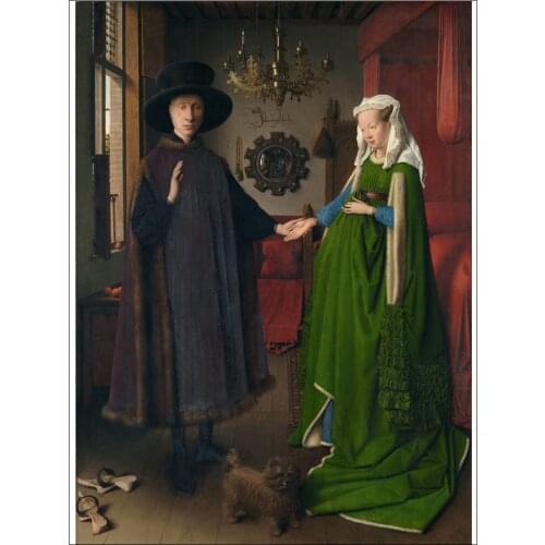 Figurative painting canvas portrait art Imagich Top 100 prints Portrait of Giovanni Arnolfini and his Wife c1434 By Jan van Eyck