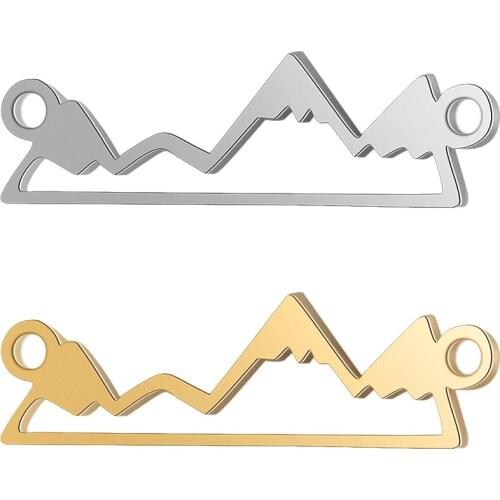 Fnixtar 10pcs/lot Mirror Polished Stainless Steel 6*21mm Mountain Peak Charms Metal Pendants DIY Jewelry Making Accessories