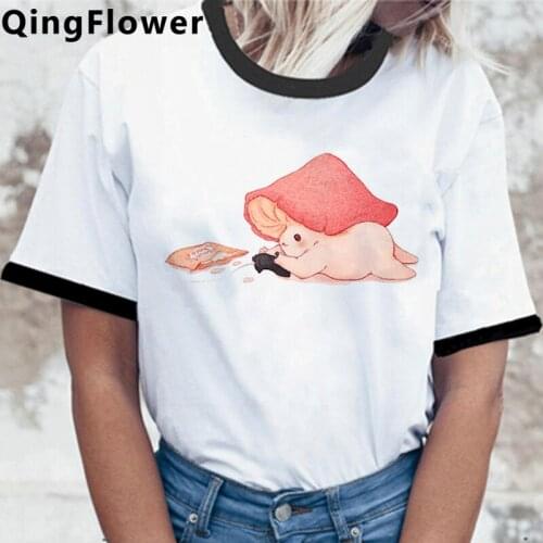 Mushroom top tees t-shirt female graphic tees women white t shirt couple 2021 aesthetic summer top t-shirt tumblr