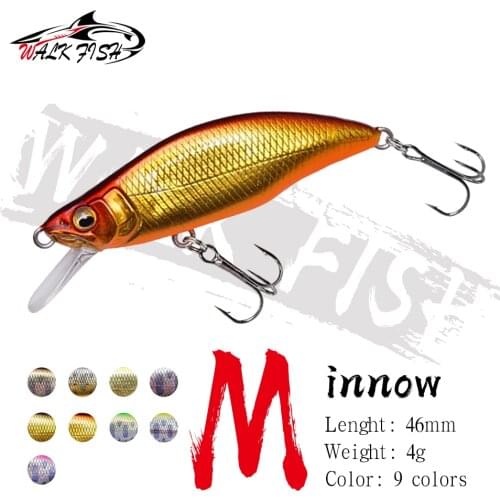 WALK FISH 49MM 4G Minnow Wobblers 3D Eyes Fishing Lures Sinking Artificial Bait Hard Bait VIB Pencil Bass Pike Fishing Tackle