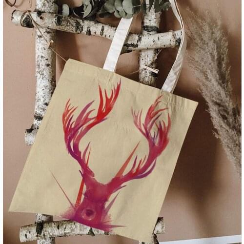 Art Animal Shopping Bag Canvas Bag Storage Bag Girl Shopping Storage Bag Student Book Bag Travel Storage Bag Decorative Bag