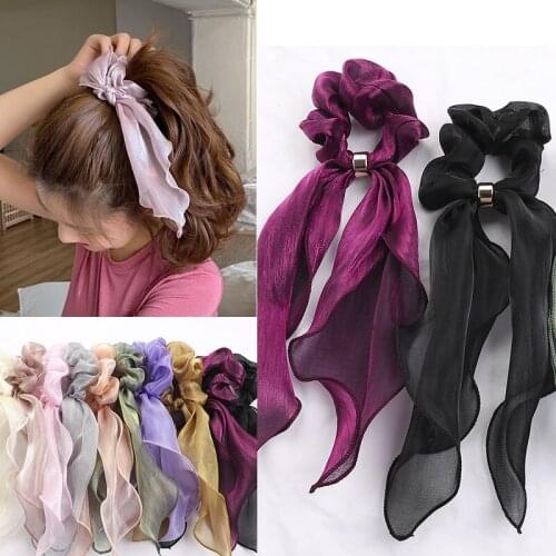 Korean Hair Accessories Headwear Women Solid Scrunchies Polka Fabric Fabric Elastic Hair Band Bow Hair Rope Girl Hair Ties