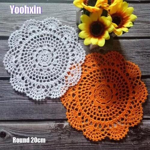 HOT round lace cotton table place mat crochet coffee placemat drink pad Christmas glass coaster cup mug tea dining doily kitchen