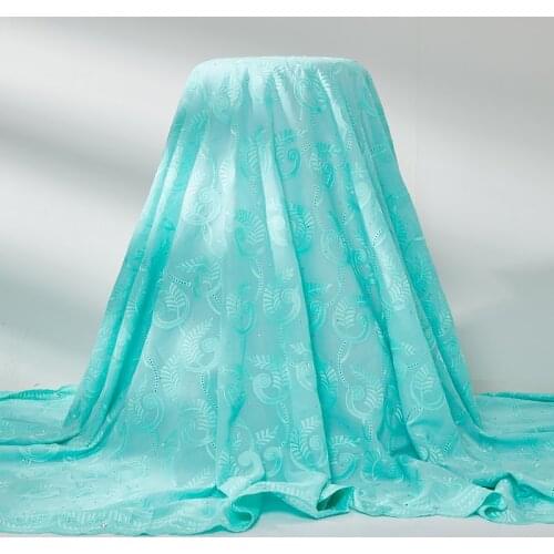 Lace Fabric Mint Green Swiss Voile Cotton Fabric 2021 New African Austri Cotton Embroidery Sewing Fabrics Dresses For WomanA2518