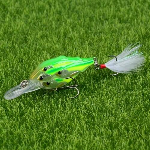 LINGYUE 1PC Crankbait 6.5cm/6g Fishing Lure School Model Wobbler Isca Artificial Hard Bait Leurre With Feather Hook Tackle Pesca
