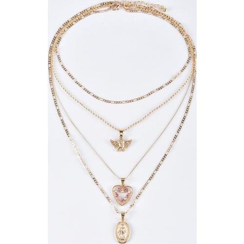 MISANANRYNE Fashion Vintage Multilayer Crystal Pendant Necklace Women Gold Color Choker Necklaces Wedding Party Jewelry 2020