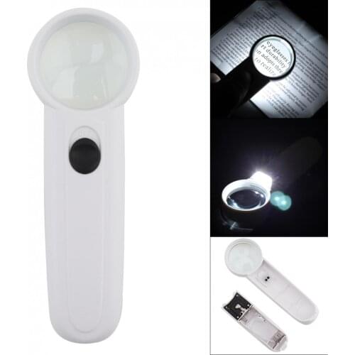 New 15X Multifunctional Glasses Magnifier Lamp Portable Handheld Loupe Magnifying Glass Tool with 2 LED Lights