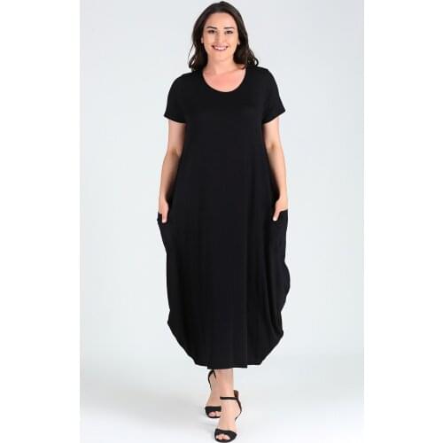 New Season Plus Size Fashion Extra Oversized Dress Short Slevee Natural Viscose Soft Elastic Fabric
