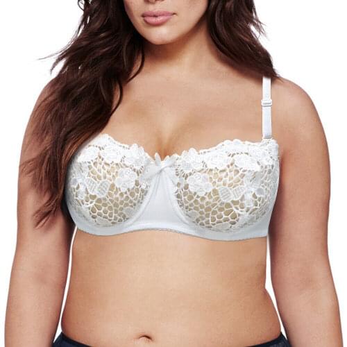 Vgplay Solid White Lace Lingerie Sexy Embroidery Underwire Women Bra Unlined Breathable Plunge Floral Bras For Women