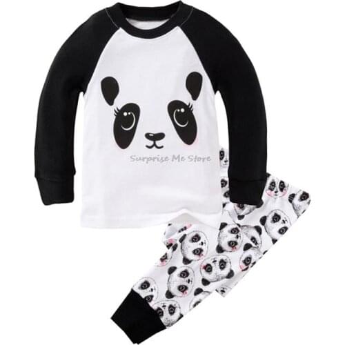 Children Unicorn Cartoon Clothing Set Baby Long Sleeve Pijamas Home Clothing for Boys Girls Horse Pajamas Kids Panda Sleepwear