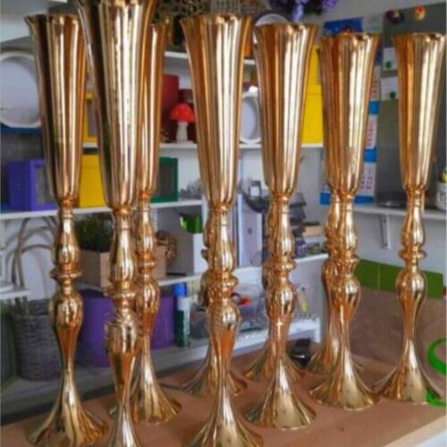 Luxury Shiny Gold Table centerpiece metal flower vase Wedding decoration 88cm Tall 10pcs/lot