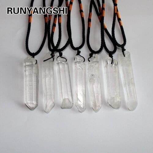 Runyangshi Freeform Natural Clear Rock Quartz Crystal Pendant Quartz Crystals Pendants For Necklace Jewelry 10 pc