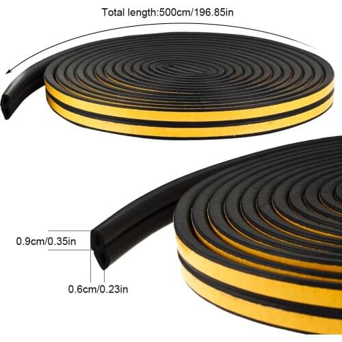 Rubber Self Adhesive Sponge Seal Strip Width 9mm Thick 6mm Black White Foam Anti-collision Seal Gasket D-Shape Weather Stripping