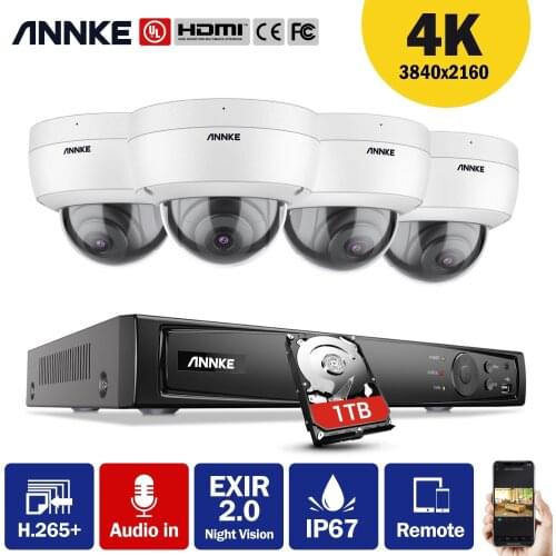 ANNKE 8CH 4K Ultra HD POE Network Video Security System 8MP H.265+ NVR With 4pcs 8MP Weatherproof IP Camera CCTV Security Kit