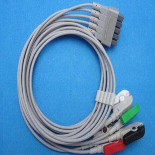 Compatible For GE Dash1000/2000/3000/4000 ECG 5 Leadwires Clip end ECG Trunk Cable Medical Wire Cables AHA