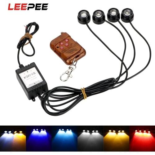 LEEPEE 4 in 1 LED Flash Light 12V Emergency Warning Strobe Car Eagle Eye Light Wireless Remote Control Daytime Running Light