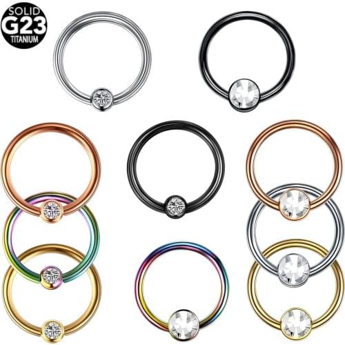 1PC Titanium Nose Piercing Gem Nipple Lip Eyebrow Nose Ring Anodized Colors Daith Rook Ear Septum Helix Tragus Piercings 16G