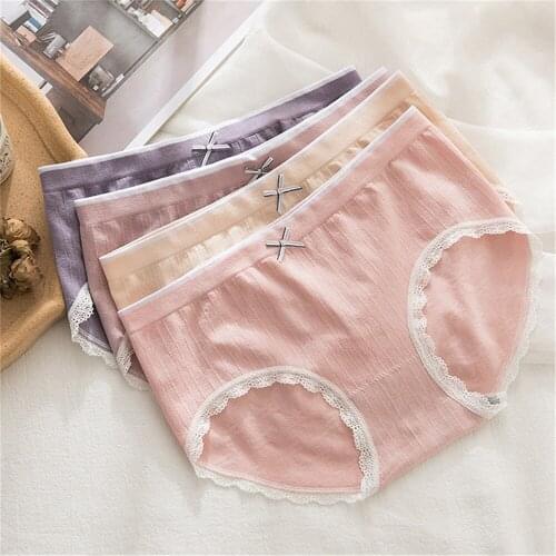 Mid-waist Modert panties, 100% cotton crotch, cutie, Japanese ass lift, seamless cotton ladies, plus-size briefs T962