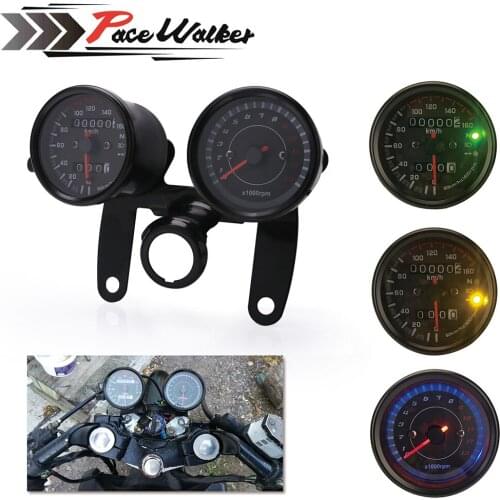 Universal 13000 rpm Motorcycle Speedometer Odometer Gauge 0~ 160 km/h LED Backlight tachometer Set Black Instrument