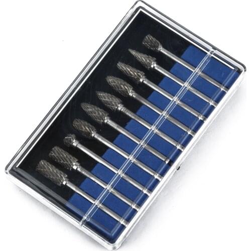 Tungsten Steel Solid Carbide Burrs 10pcs/set 3*6mm Rotary Files for Woodworking Drilling Carving Drill Bit Rotary Tools