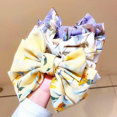 Korea Fashion Simple Personality Hairpin Gauze Bow Spring Clip Hair Accessories Lolita Style Hyperbole Hairpink Hairwear Jewelry