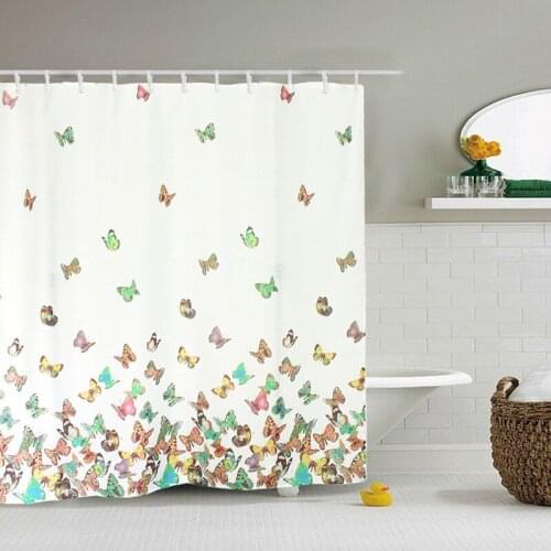3D Printed Shower Curtains Beautiful Butterfly Bath Screens Waterproof Bathroom Decor with 12 Hooks Customized Shower Curtain
