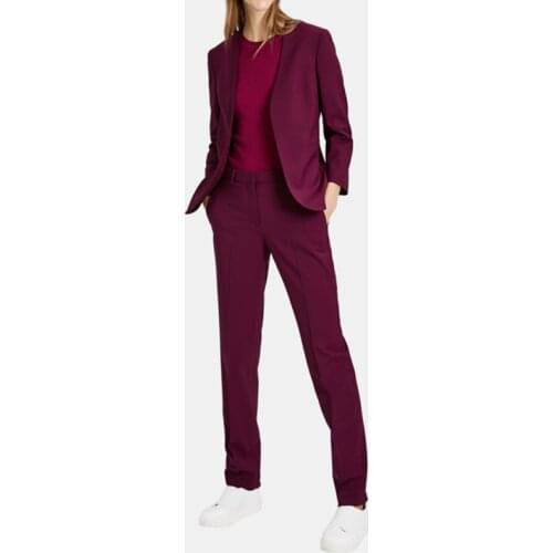 Fashion Burgundy Women Blazer Suits Long Sleeve Blazer Pants Suits Office Ladies Suits Two-Piece Set Womens Blazer Sets