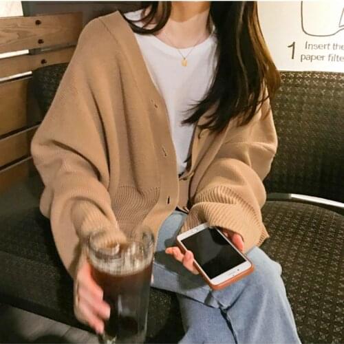 Women Autumn Sweater Coat Single Breasted Knitted Cardigan Plus Size V Neck Pull Femme Long Sleeve Jersey Casual Sueter Mujer