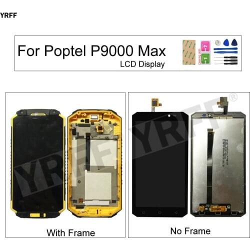 LCD Screen For Poptel P9000 Max LCD Display Digitizer Touch Screen Glass Panel Lens Sensor With Frame Repair Parts 100% Test