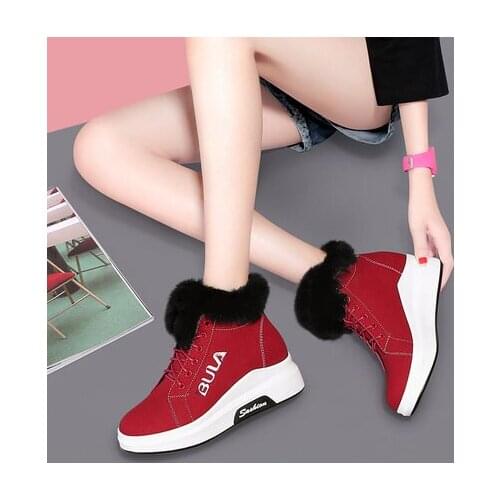 Snow boots female short tube warm autumn and winter rabbit fur short boots female winter plus velvet cotton shoes