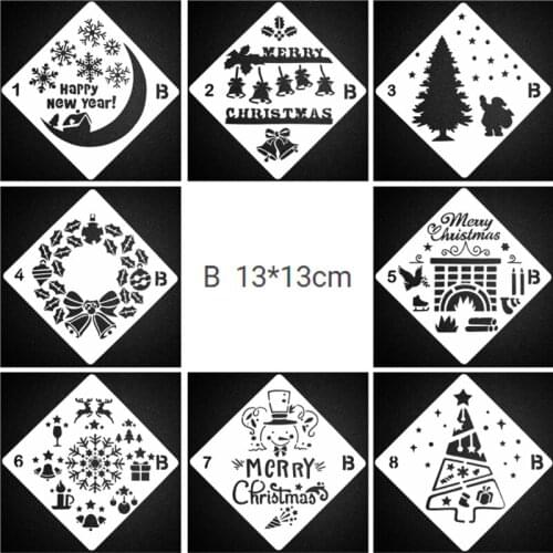 1 Sheet Merry Christmas Stencils DIY Walls Layering Painting Template Decoration Scrapbooking Diary Coloring Embossing Reusable