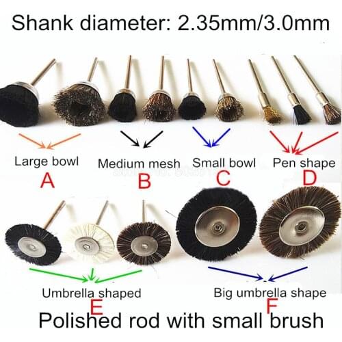 1Pcs Stainless Steel Copper Wire Polishing Brushes Flat Brush Grinding Shank Wheel for Jewelry Points Polisher Head Handle